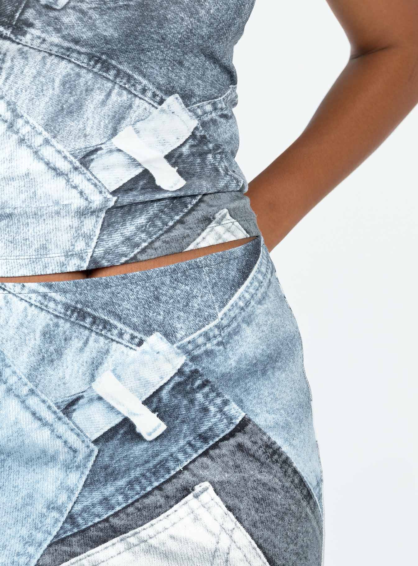 Motel Tiona Top Denim Pocket Blue