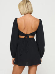 Summer Nights Long Sleeve Mini Dress Black