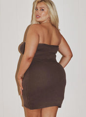 Flow Strapless Mini Dress Brown Curve
