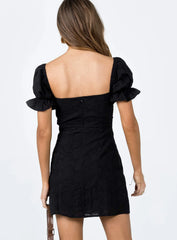 White Rose Mini Dress Black