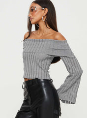 Sorrel Off The Shoulder Top Grey