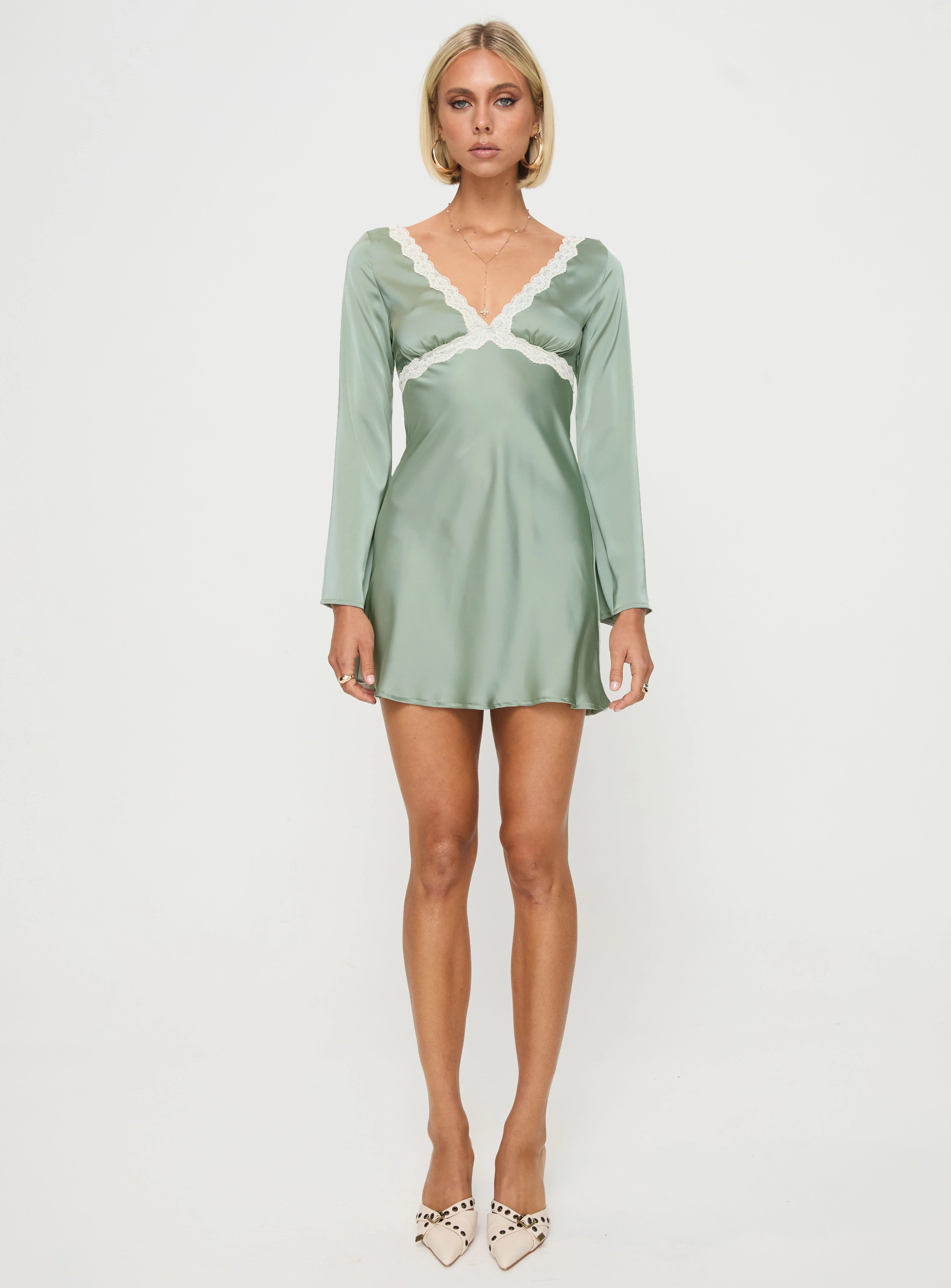 Jaron Long Sleeve Mini Dress Sage
