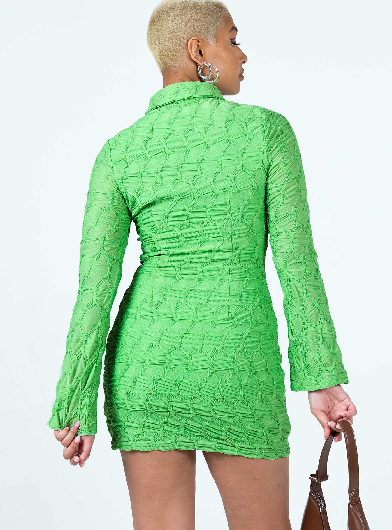 Calvert Long Sleeve Mini Dress Green