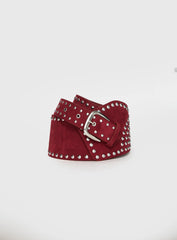 Calexico Studded Faux Suede Belt Red