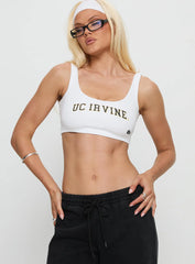 UC Irvine Scoop Neck Crop Top White