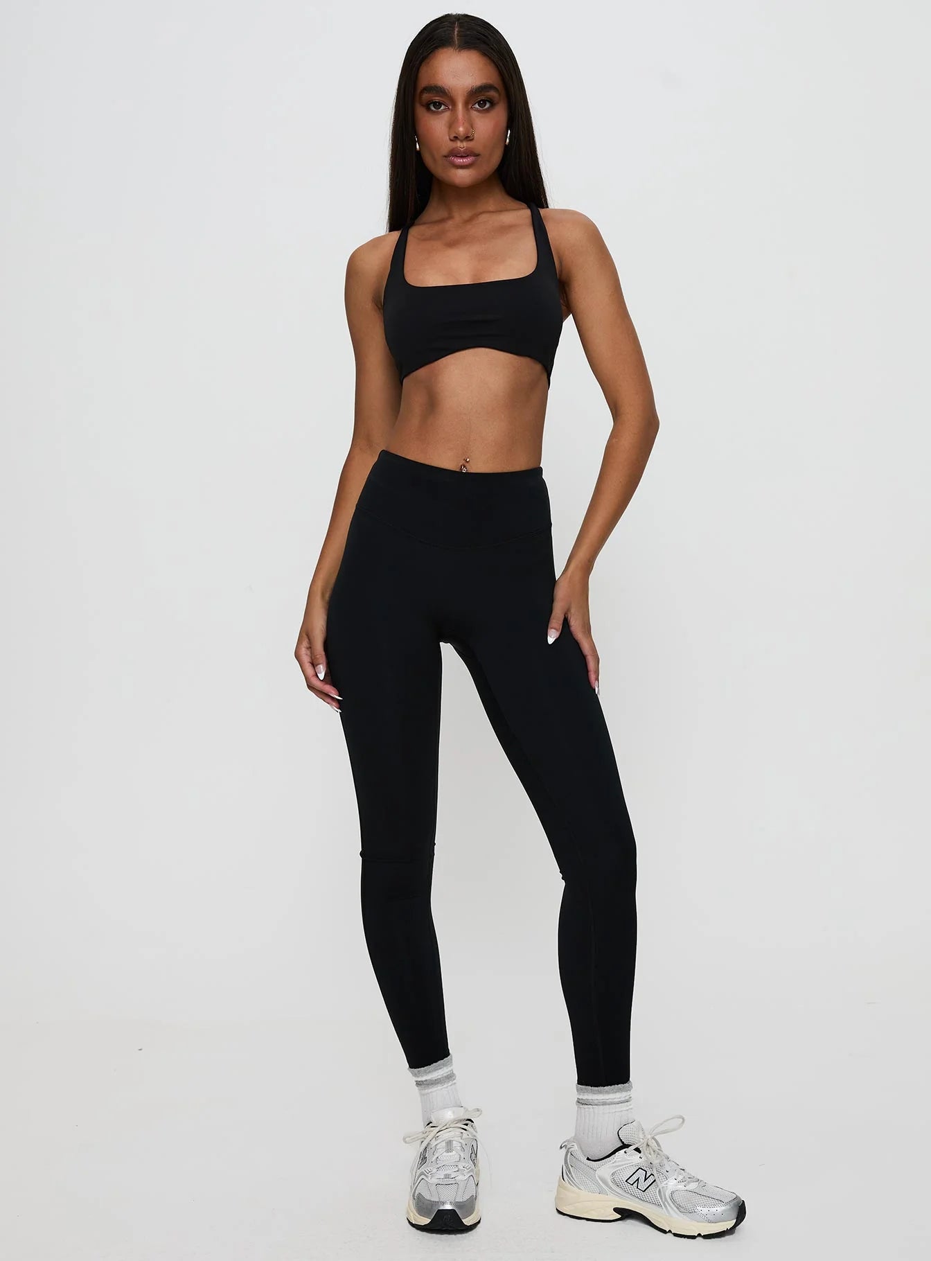 Finish Line Active Cross Back Top Black