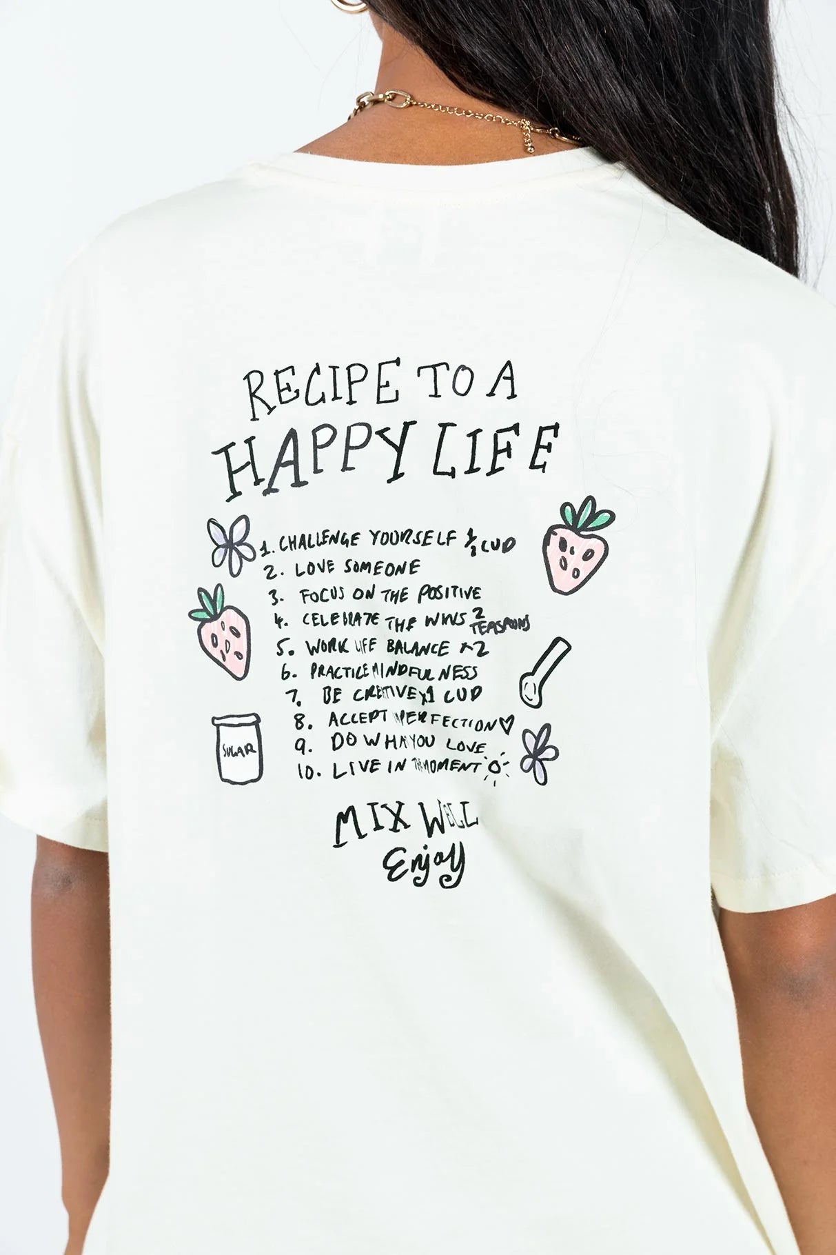 Happy Life Recipe Oversized Tee Cream