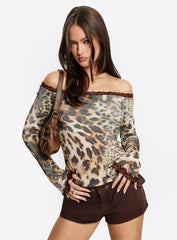 Mochapella Off The Shoulder Top Animal