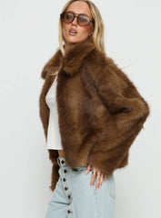 Dawnn Faux Fur Jacket Brown