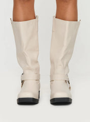 Wrecked Western Boots Cream