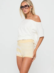 Laffie Knit Micro Short Lemon / White Stripe