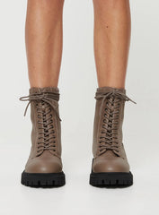 Tailor Lace Up Boots Taupe