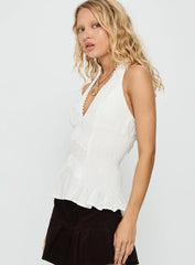 Follow Through Lace Trim Cami Top White