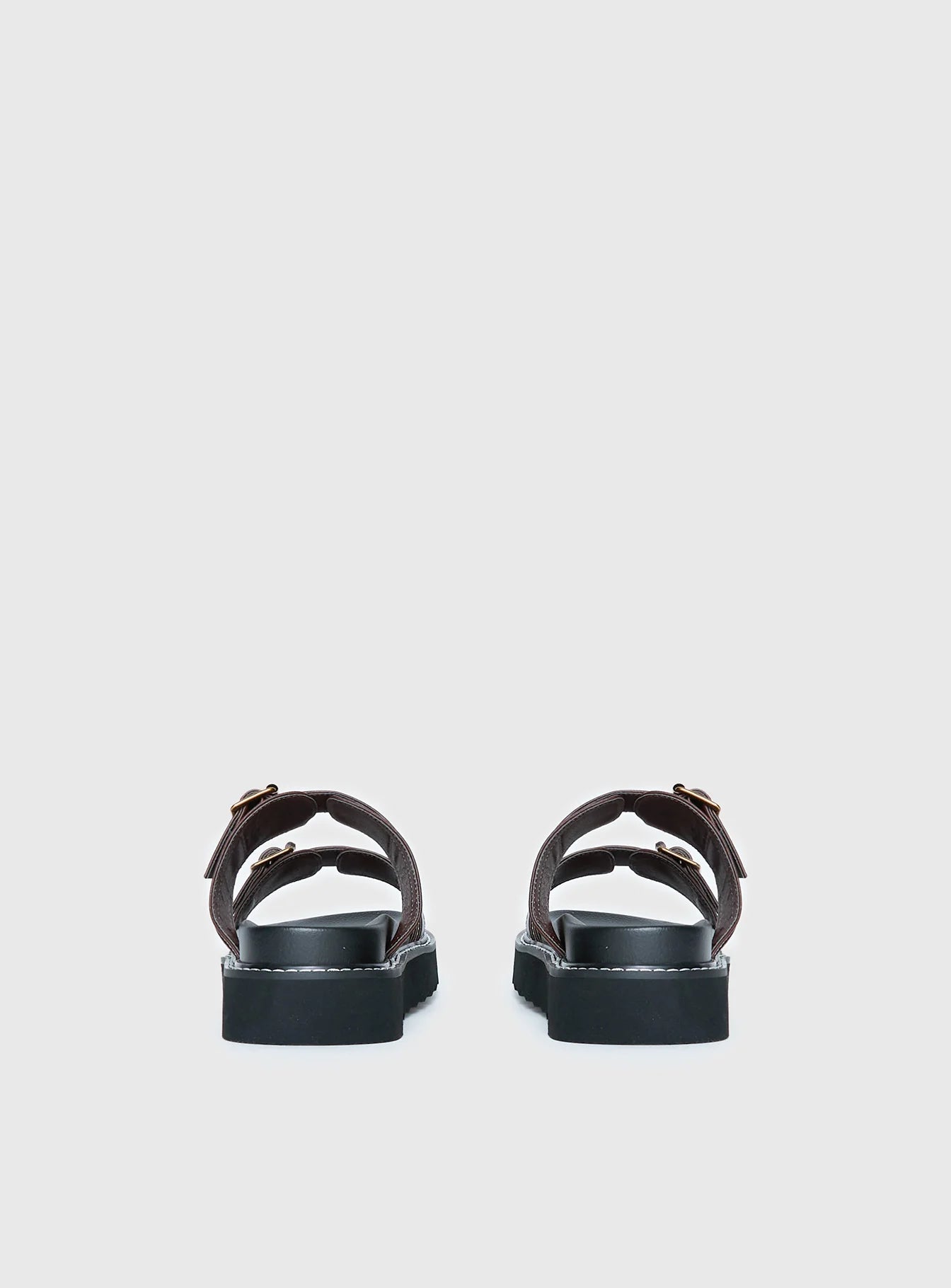 Ma Belle Sandals Contrast Stitch Chocolate