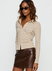 Wendey Button Up Long Sleeve Cream Stripe