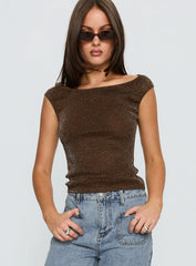Cheirosa Off Shoulder Top Brown Shimmer
