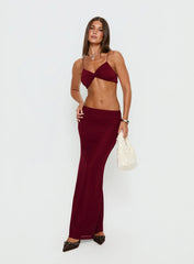 Delores Ruched Maxi Skirt Red