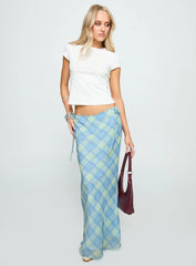 Seafarer Tie Side Maxi Skirt Blue Check