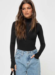 Bayda Long Sleeve Bodysuit Black
