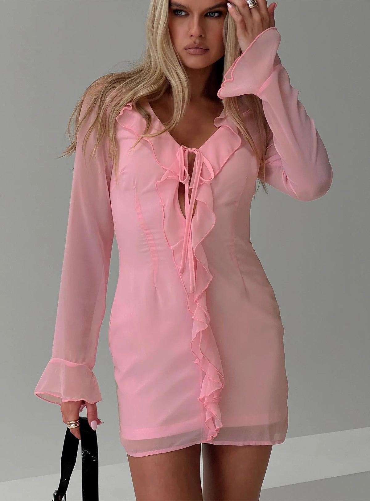 Marisela Long Sleeve Mini Dress Pink