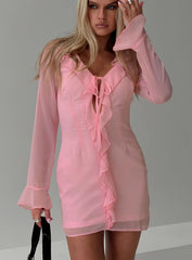 Marisela Long Sleeve Mini Dress Pink