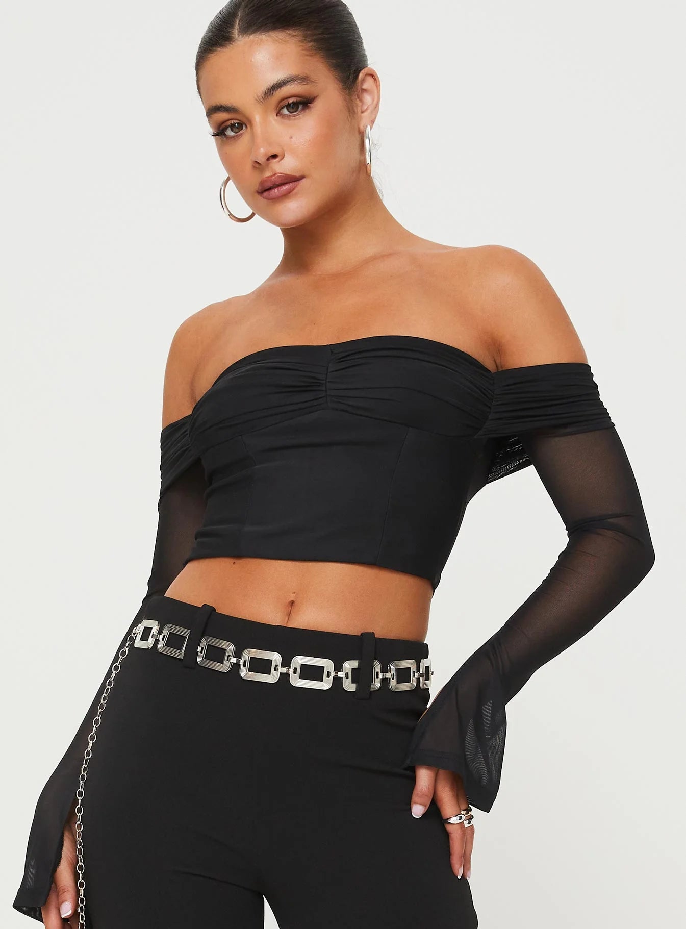 Botello Off The Shoulder Top Black