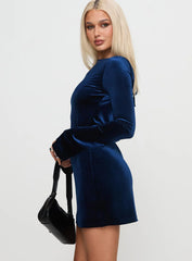 Syrene Velvet Mini Dress Navy