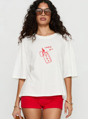 Lucky You Lighter Oversized Graphic Top White