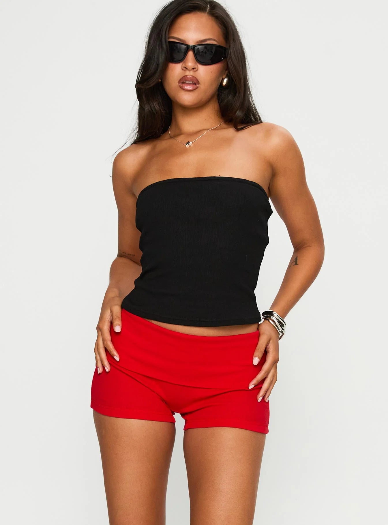 Baseline Low Rise Rib Shorts Red
