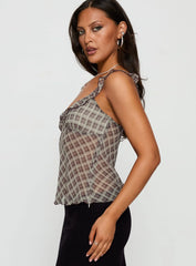 Zayliah Frill Detail Top Wine Check