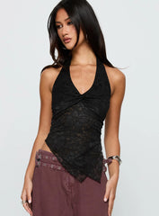 Alviera Lace Halter Top Black