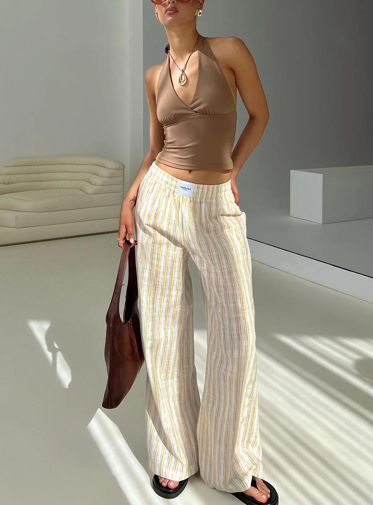 Beach House Pants Yellow Stripe