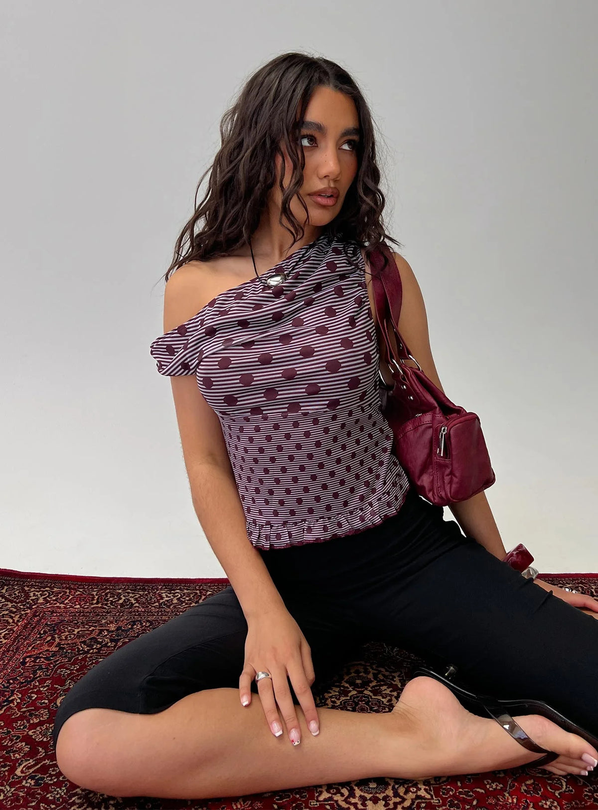 Tarya Top Stripe Polka Plum
