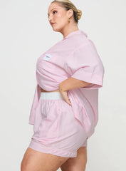 Early Riser Sleep Shorts Pink Stripe Curve