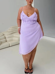 Secret Gardens Asymmetrical Midi Dress Purple Curve