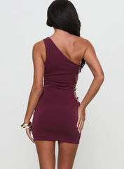Ponderosa Asymmetrical Hardware Mini Dress Mulberry