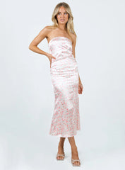 Barnsley Strapless Midi Dress Pink / Floral