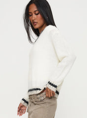 Federation V Neck Knit Sweater White