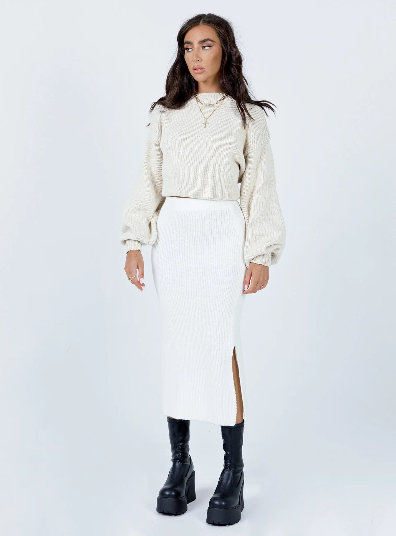 Zanna Midi Skirt White