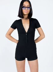 Angel Short Sleeve Romper Black