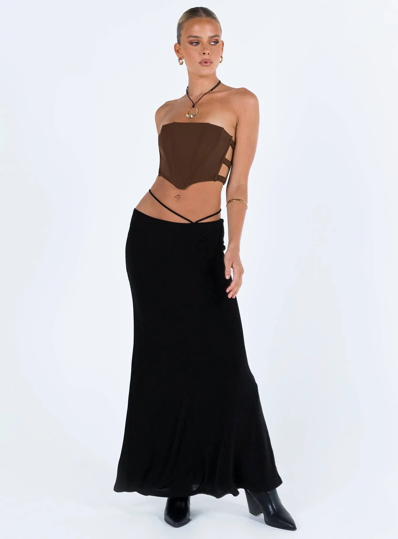 Carnlea Strapless Top Brown