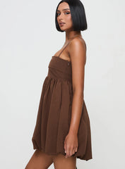 Layken Bubble Hem Mini Dress Chocolate Tall