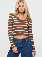 Devis Long Sleeve Top Brown / White