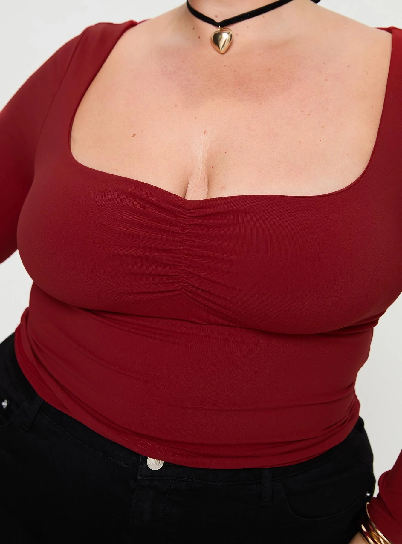 Selenie Long Sleeve Top Red Curve
