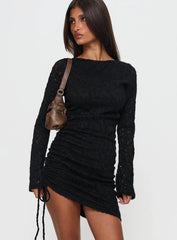 Que Sera Long Sleeve Mini Dress Black