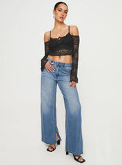 Rulfo Lace Off The Shoulder Top Black