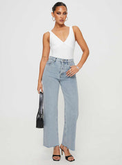 Fawcett High Rise Straight Leg Jeans Light Blue Wash Petite
