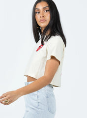 Rolling Stones Many Tongues Crop Tee Beige