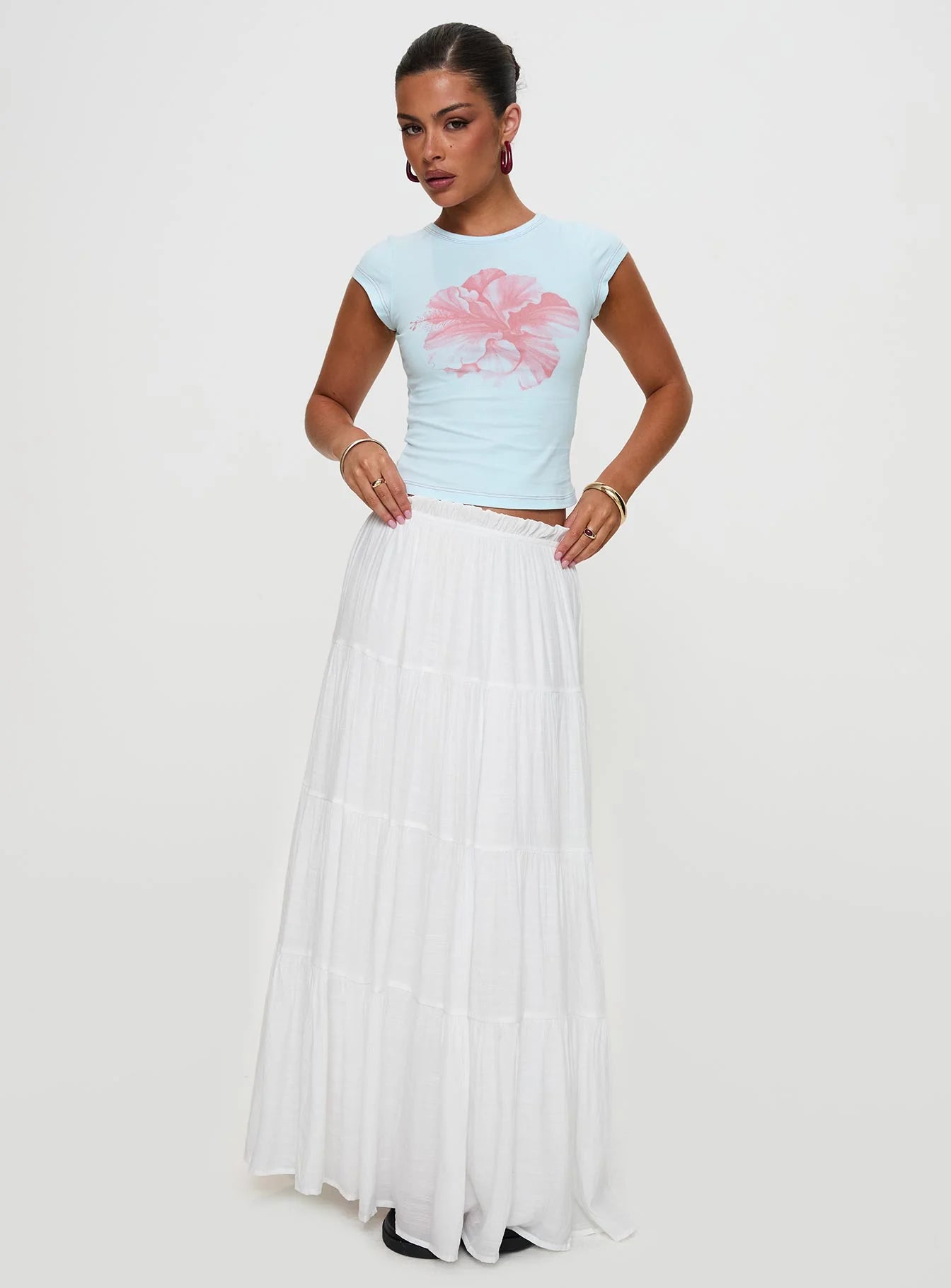 Owenz Hibiscus Baby Tee Blue