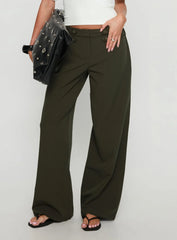 Jette Tailored Buckle Pant Green Pinstripe